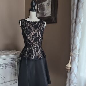 Jessica Howard Black Lace Peplum Midi Dress